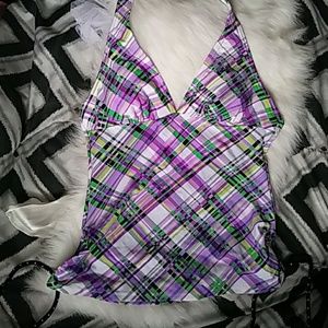 ❗3/$18❗🍁 purple checkered tankini top